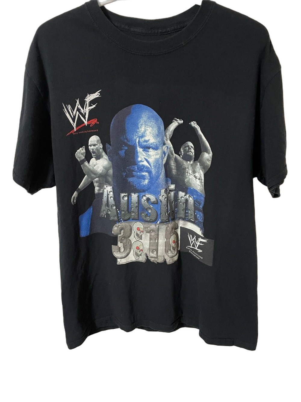 Vintage 90’s WWE Black Blue Stone Cold Austin 3:16 Graphic Tee Size Large - Picture 2 of 6